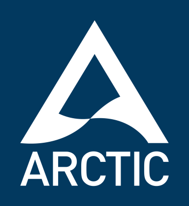 Logo for "ARCTIC" featuring a stylized letter "A" and wave design on a blue background.