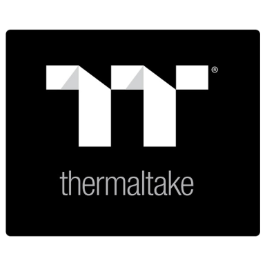 Black logo with stylized "TT" and "thermaltake" text beneath it.