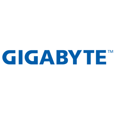 GIGABYTE logo in bold blue letters on a white background.