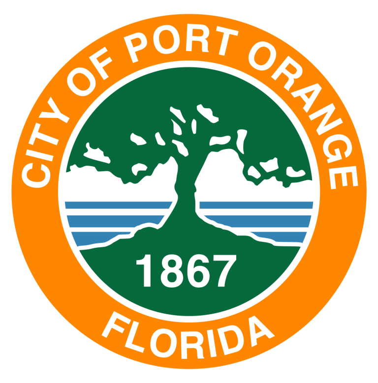 Seal of Port Orange, Florida, featuring a tree and waves, established in 1867.